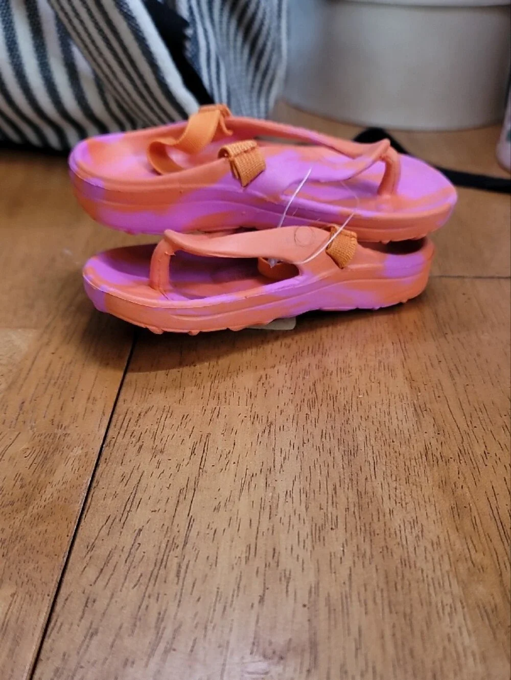 Kids Orange & Pink Tie-Dye Sandal Flip Flops